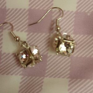 Crystal Ball Silver Rhinestone Dangle Earrings